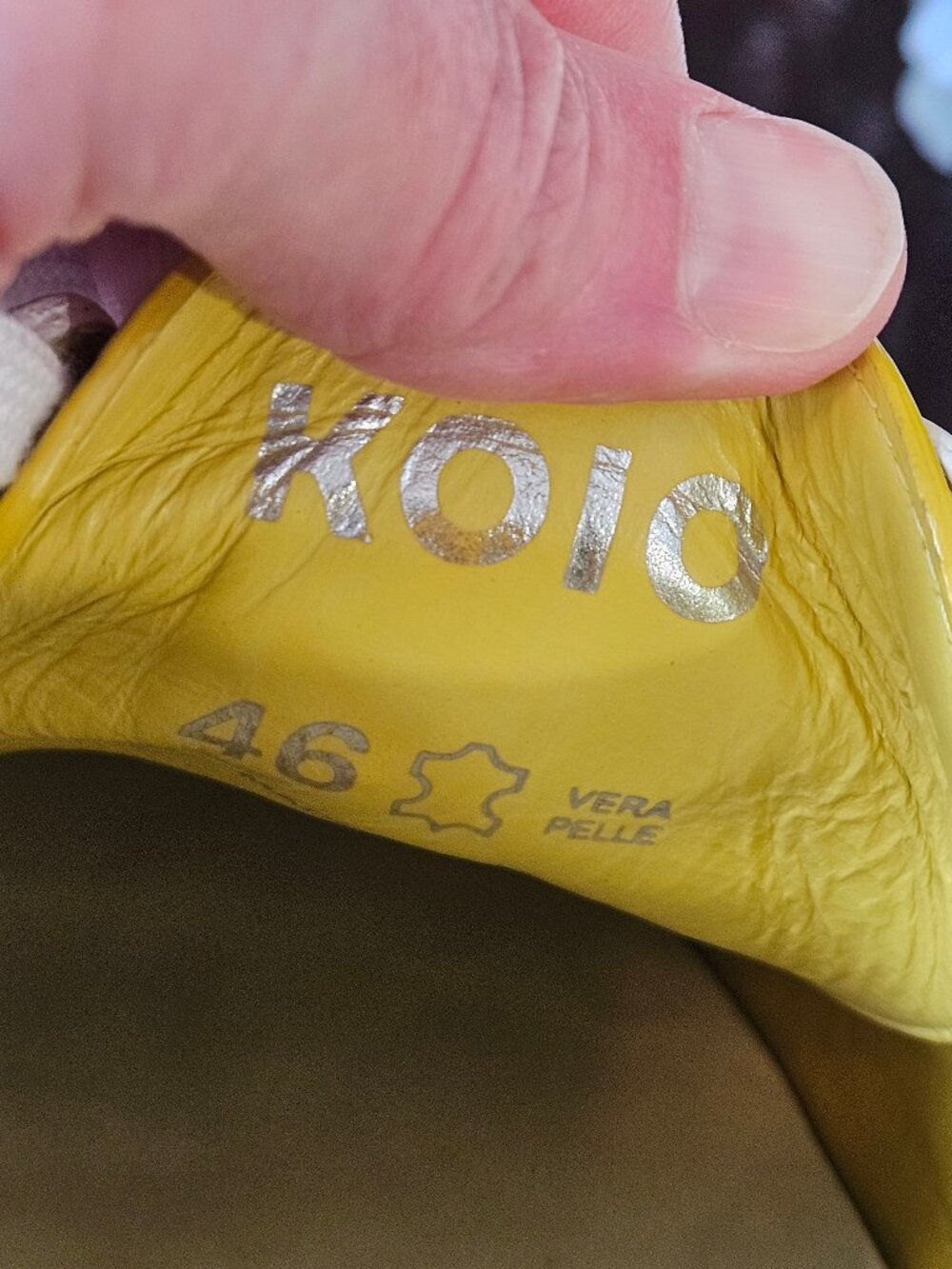 KOIO Men's Capri Full-Grain Leather Sneakers, White/Yellow, Sz EU 46 US 13 - Picture 15 of 16